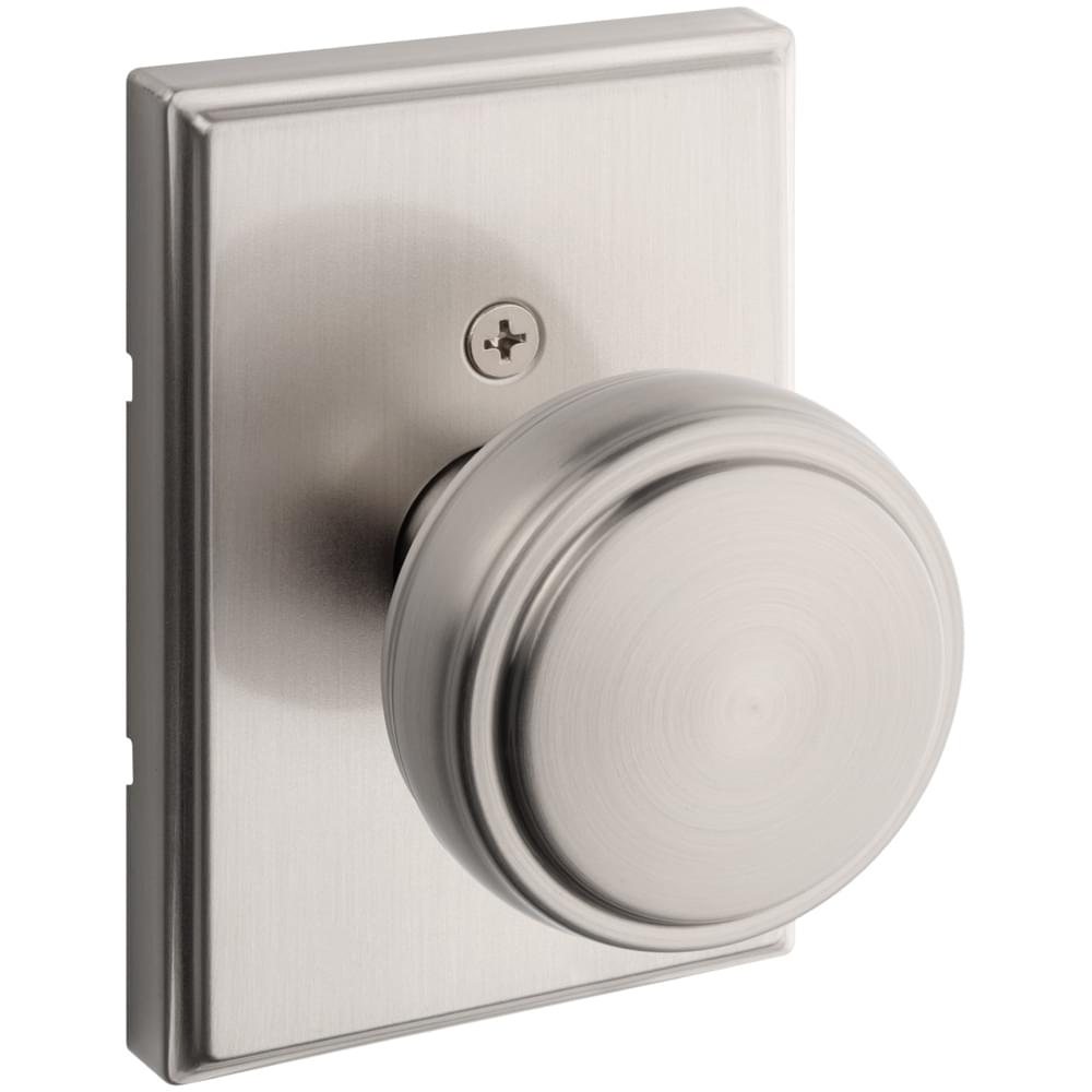 Kwikset 788SOKTRCT-15 Sora Knob with Traditional Rectangular Rose Half Dummy Satin Nickel Finish.