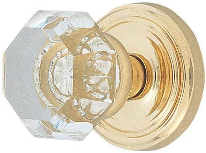 Emtek 8100OTUS3 Old Town Glass Knob 2-3/8" Backset Passage with Regular Rose for 1-1/4" to 2" Door Polished Brass Lifetime Finish.