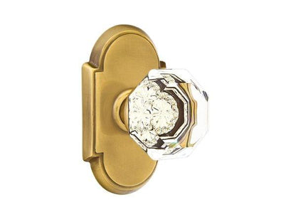 Emtek 8108OTUS15 Old Town Glass Knob 2-3/8" Backset Passage with # 8 Rose for 1-1/4" to 2" Door Satin Nickel Finish.