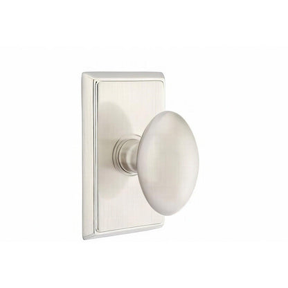 Emtek 8121EUS Egg Knob 2-3/8" Backset Passage With Rectangular Rose.