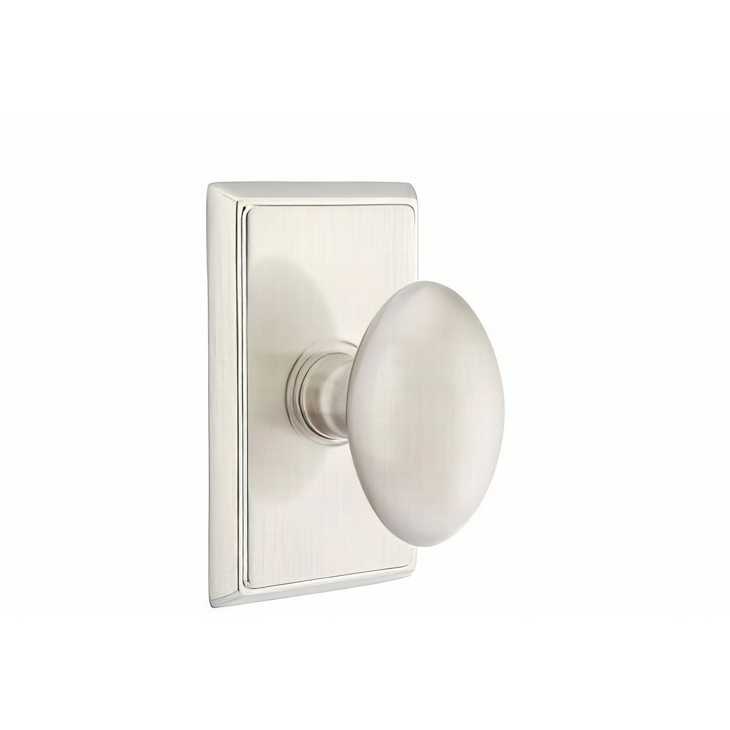 Emtek 8121EUS Egg Knob 2-3/8" Backset Passage With Rectangular Rose