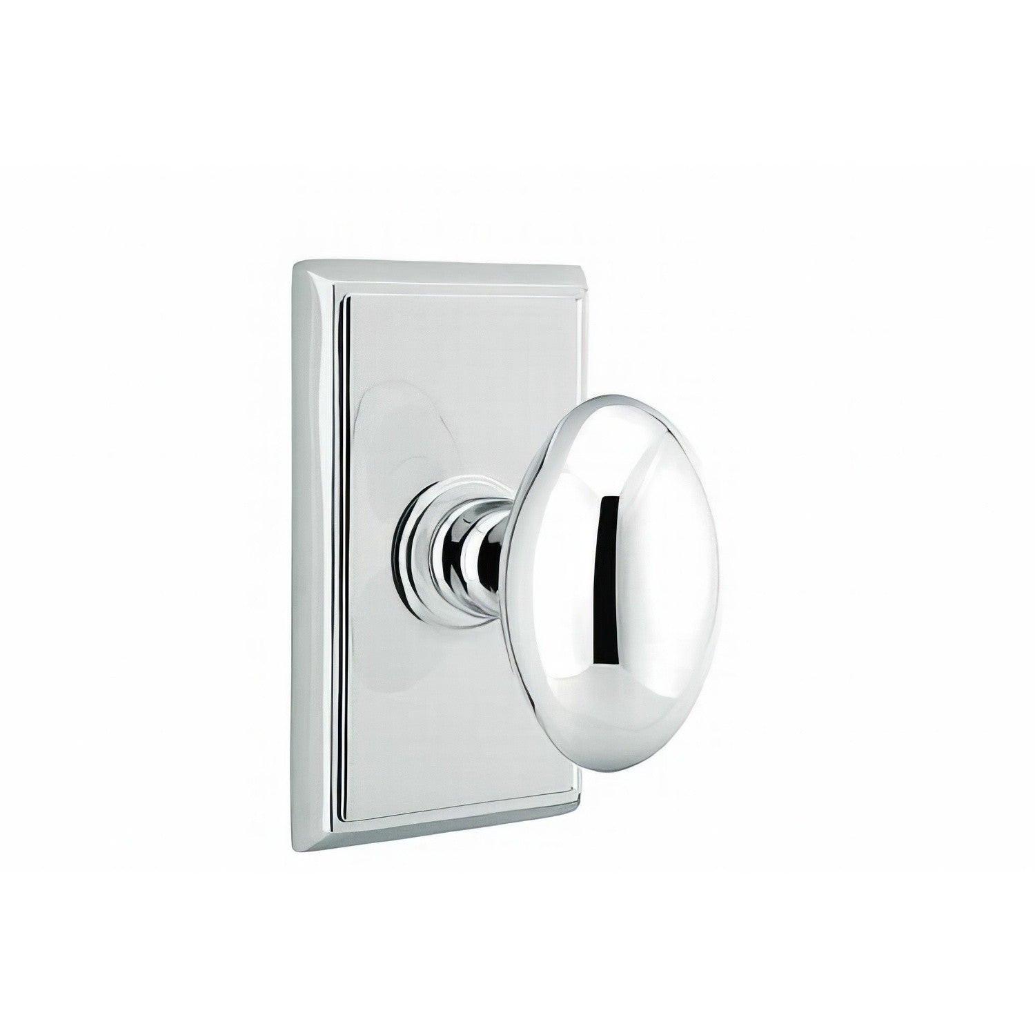 Emtek 8121EUS Egg Knob 2-3/8" Backset Passage With Rectangular Rose.