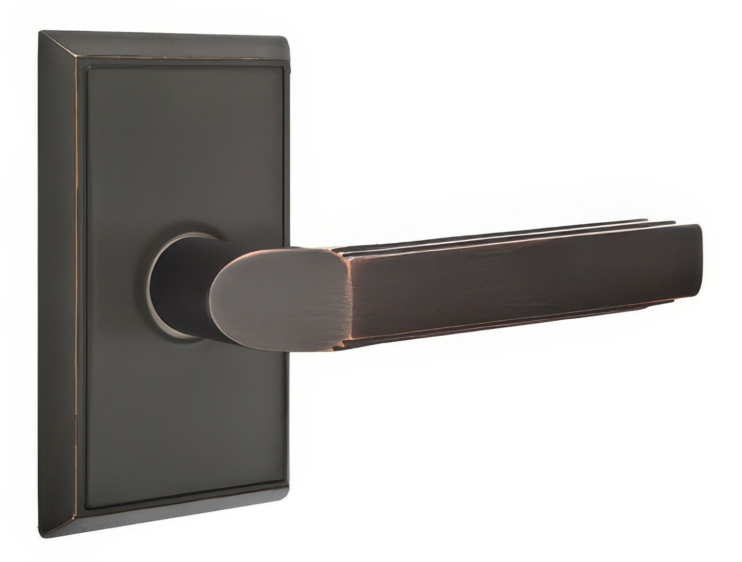Emtek 8121MUSLH Milano Lever Left Hand 2-3/8" Backset Passage With Rectangular Rose