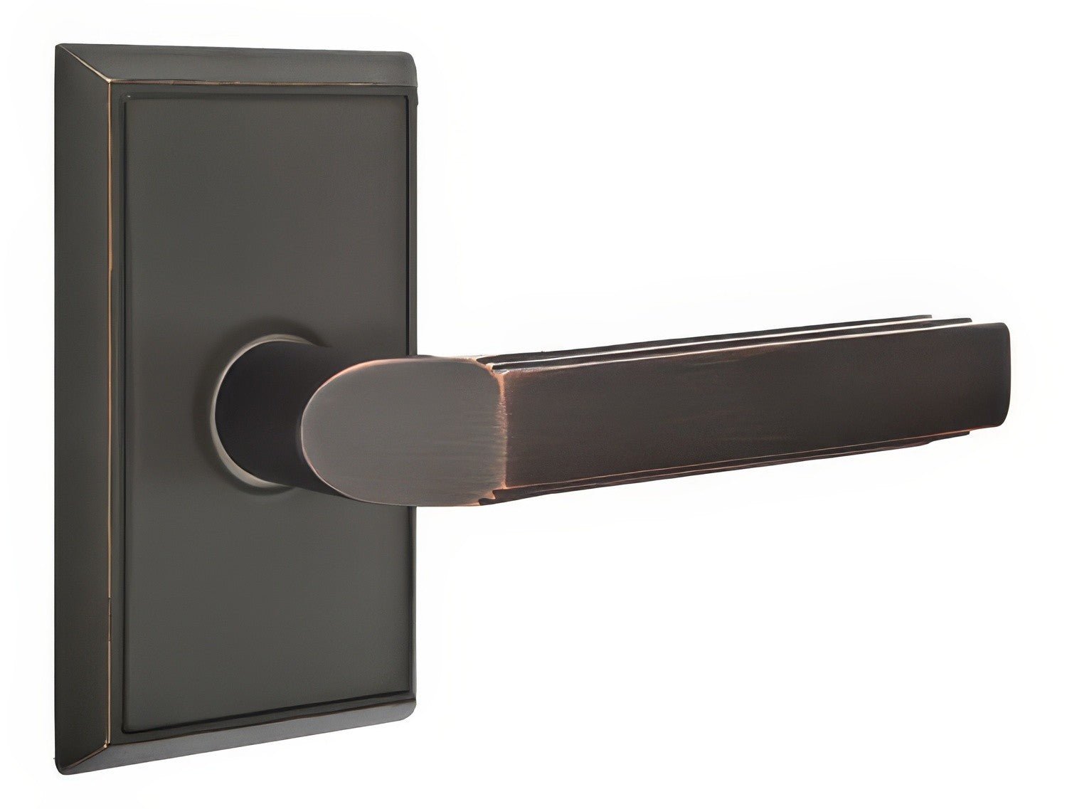 Emtek 8121MUSLH Milano Lever Left Hand 2-3/8" Backset Passage With Rectangular Rose