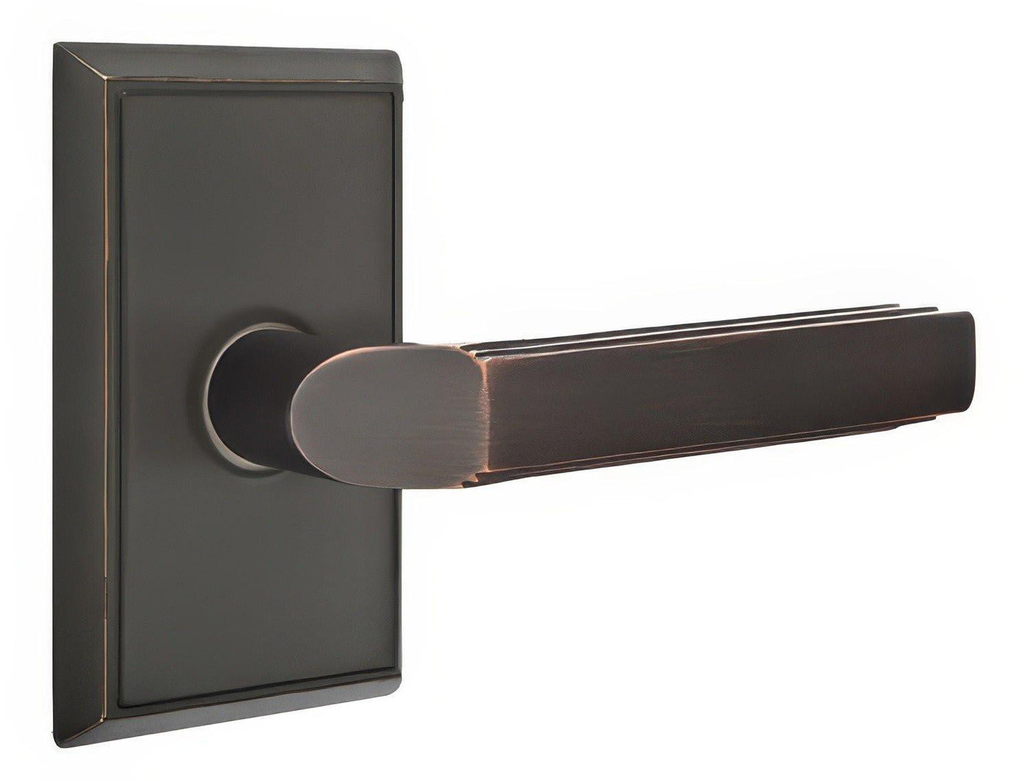 Emtek 8121MUSLH Milano Lever Left Hand 2-3/8" Backset Passage With Rectangular Rose.
