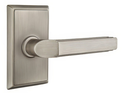 Emtek 8121MUSLH Milano Lever Left Hand 2-3/8" Backset Passage With Rectangular Rose