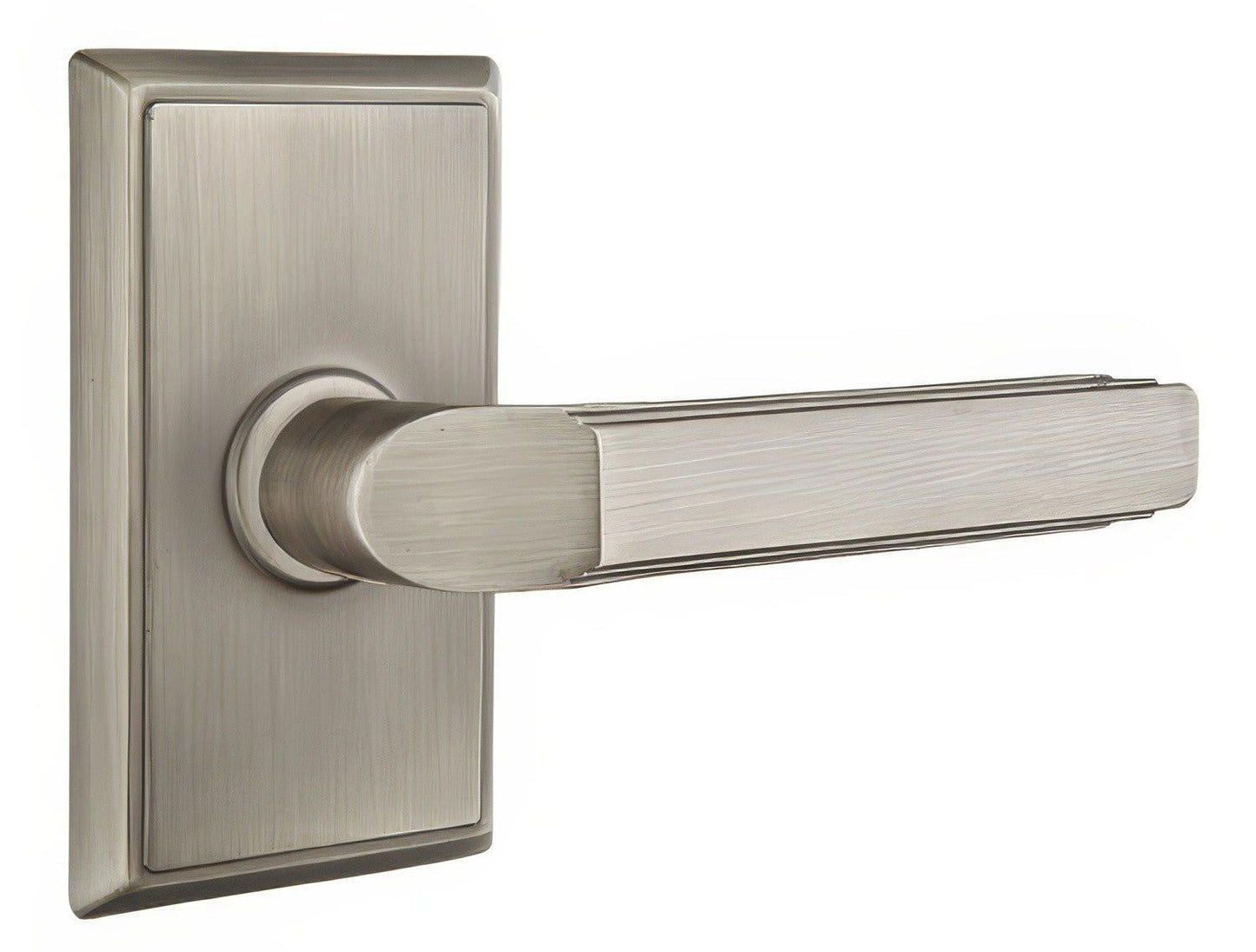 Emtek 8121MUSRH Milano Lever Right Hand 2-3/8" Backset Passage With Rectangular Rose.