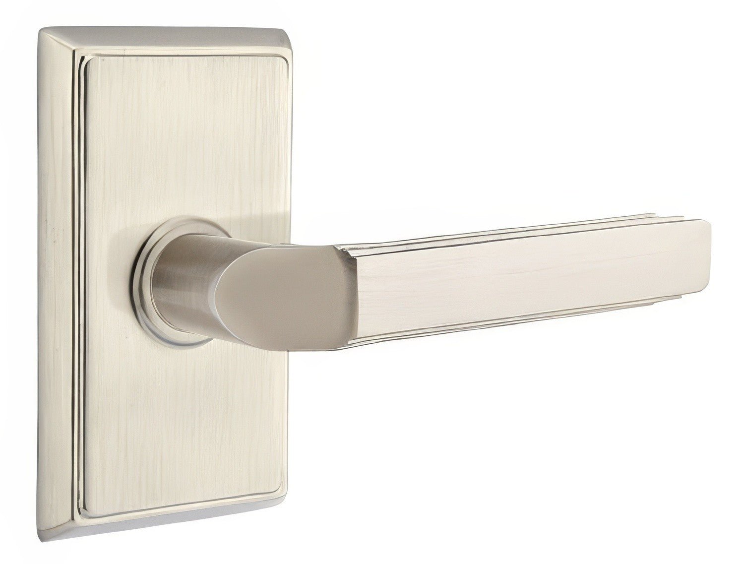 Emtek 8121MUSLH Milano Lever Left Hand 2-3/8" Backset Passage With Rectangular Rose