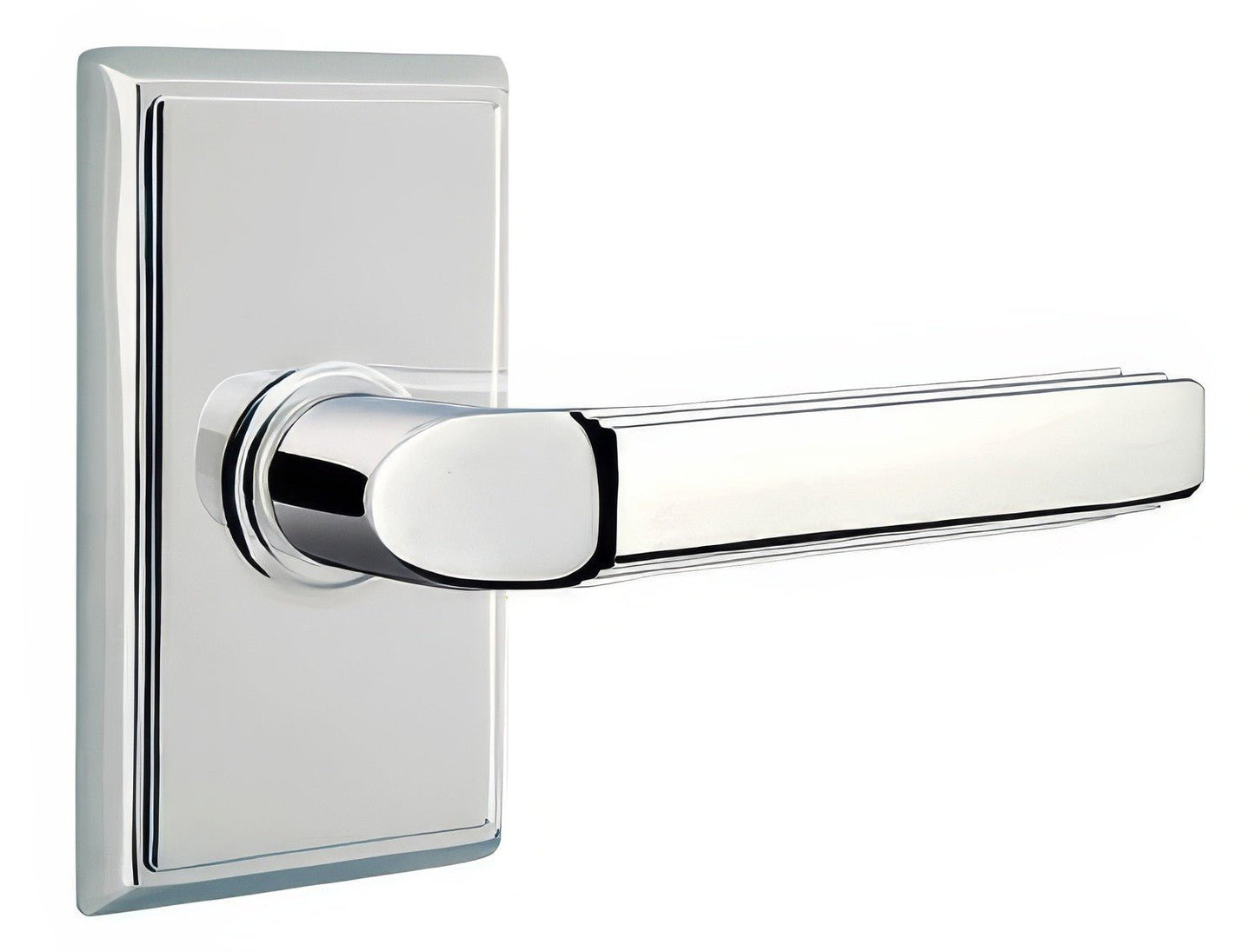Emtek 8121MUSRH Milano Lever Right Hand 2-3/8" Backset Passage With Rectangular Rose