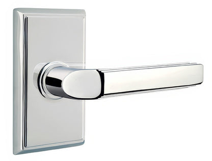 Emtek 8121MUSRH Milano Lever Right Hand 2-3/8" Backset Passage With Rectangular Rose