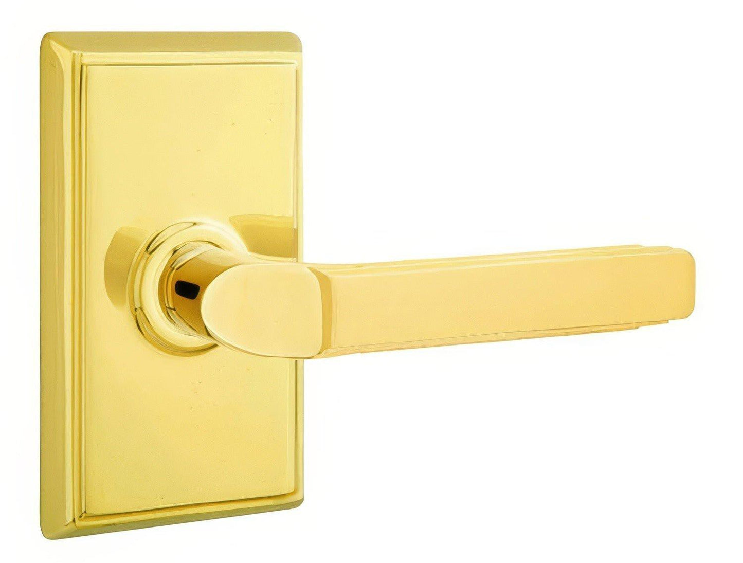 Emtek 8121MUSLH Milano Lever Left Hand 2-3/8" Backset Passage With Rectangular Rose.
