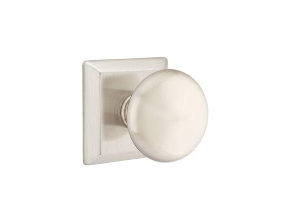 Emtek 8131PUS15 Providence Knob 2-3/8" Backset Passage with Quincy Rose for 1-1/4" to 2" Door Satin Nickel Finish.