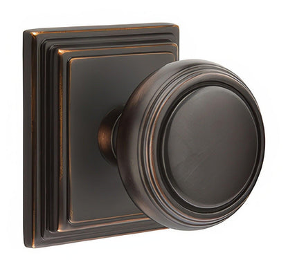 Emtek 8161NWUS Norwich Knob 2-3/8" Backset Passage with Wilshire Rose.