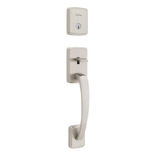 Kwikset 818BFHLIP-15S.STRKP Single Cylinder Brentford Exterior Handleset with SmartKey with 6AL Latch and STRKP Strike Pack which includes Square Corner; Round Corner and 5303 Round Corner Full Lip Strikes Satin Nickel Finish.