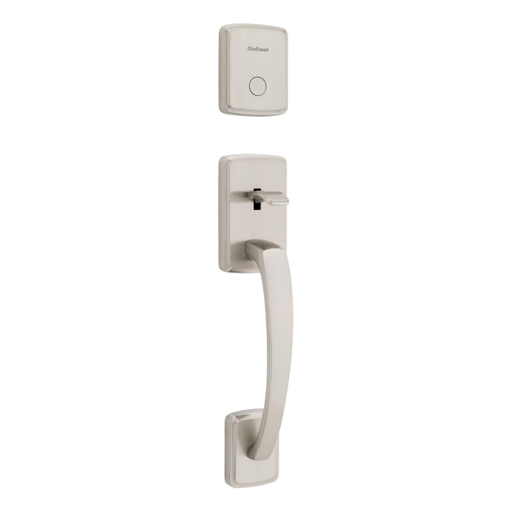 Kwikset 819BFHLIP-15 Dummy Brentford Exterior Handleset Satin Nickel Finish.