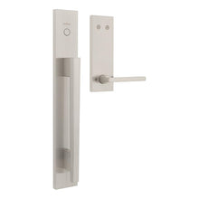 Kwikset 819CRHXHFLSQF-15 Dummy Caerus Exterior Handleset with Halifax Lever Trim with Square Full Escutcheon Satin Nickel Finish.