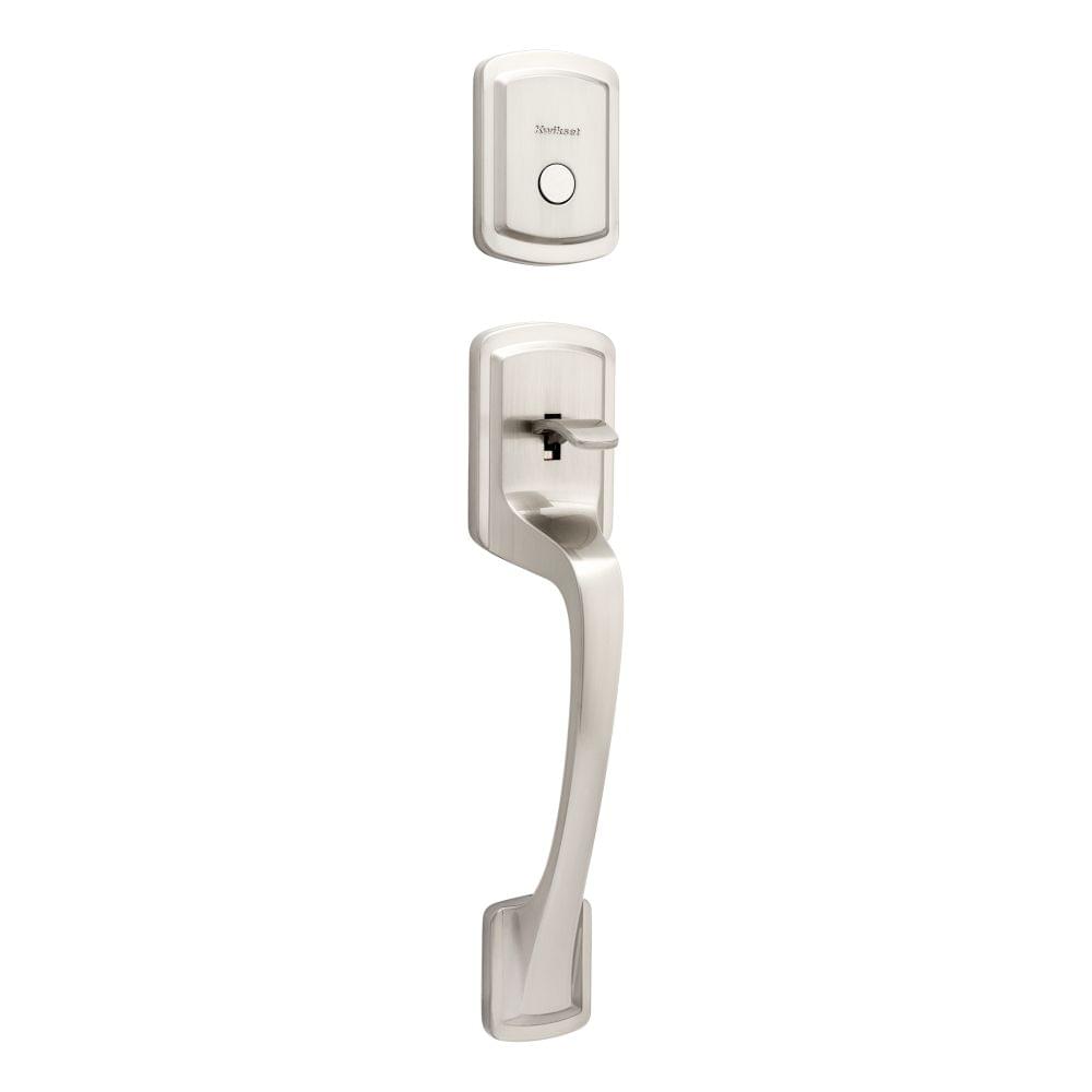 Kwikset 819PGHLIP-15 Dummy Prague Exterior Handleset Satin Nickel Finish.