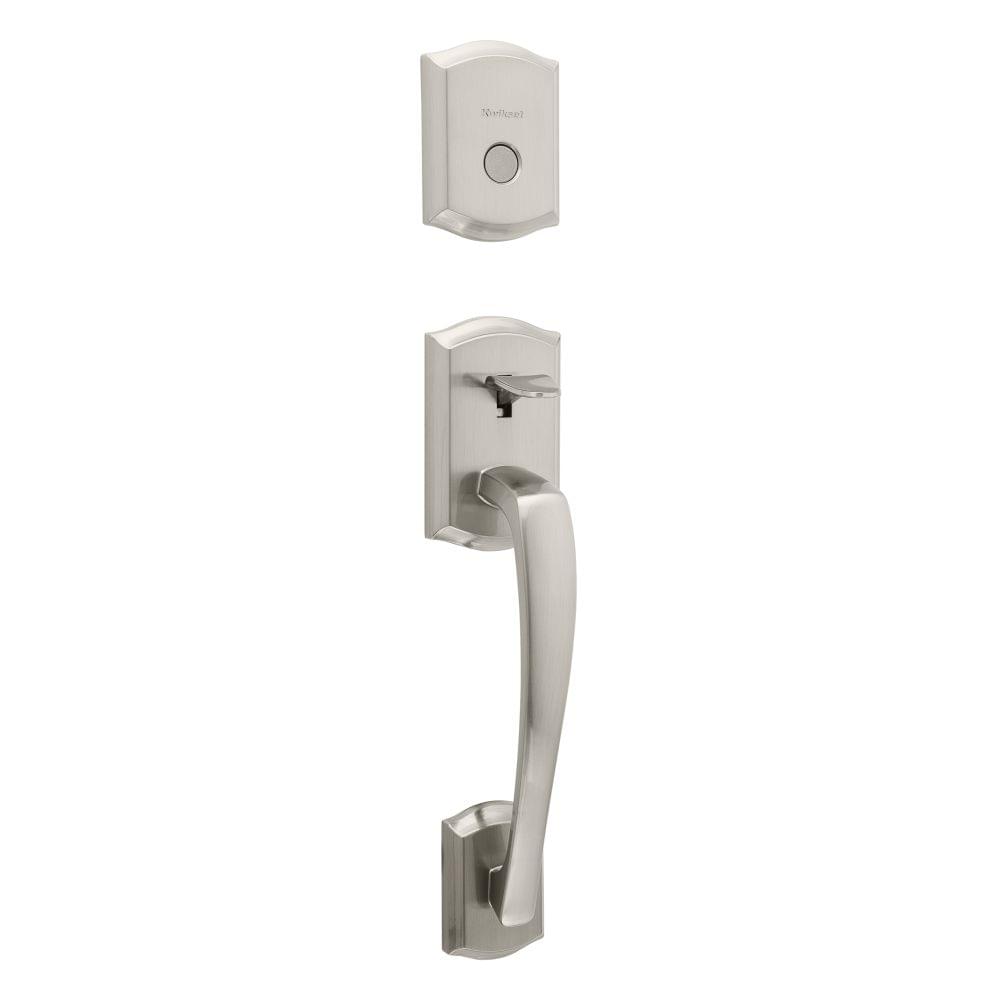 Kwikset 819PTHLIP-15 Dummy Prescott Exterior Handleset Satin Nickel Finish.
