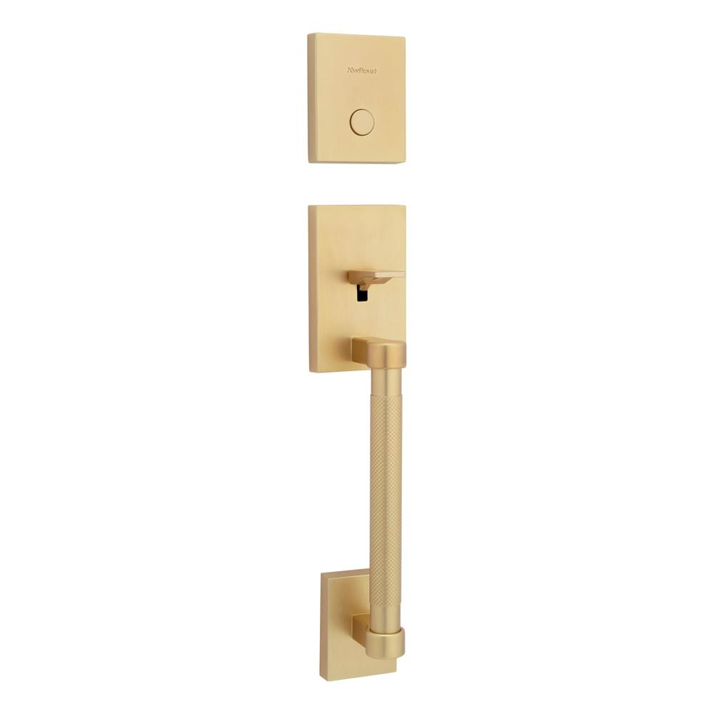 Kwikset 819PVHLIP-4 Dummy Prava Exterior Handleset Satin Brass Finish.