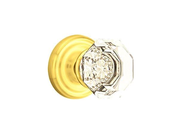 Emtek 8200OTUS3 Old Town Glass Knob 2-3/8" Backset Privacy with Regular Rose for 1-1/4" to 2" Door Polished Brass Lifetime Finish.