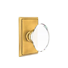 Emtek 8221HTUS7 Hampton Glass Knob 2-3/8" Backset Privacy with Rectangular Rose for 1-1/4" to 2" Door French Antique Brass Finish.