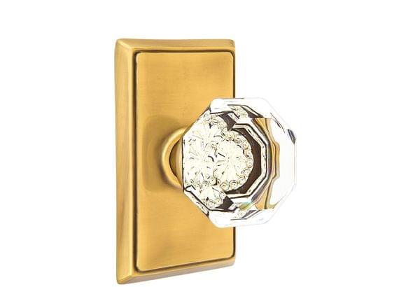 Emtek 8221OTUS10B Old Town Glass Knob 2-3/8" Backset Privacy with Rectangular Rose for 1-1/4" to 2" Door Oil Rubbed Bronze Finish.
