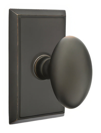 Emtek 8221EUS Egg Knob 2-3/8" Backset Privacy With Rectangular Rose