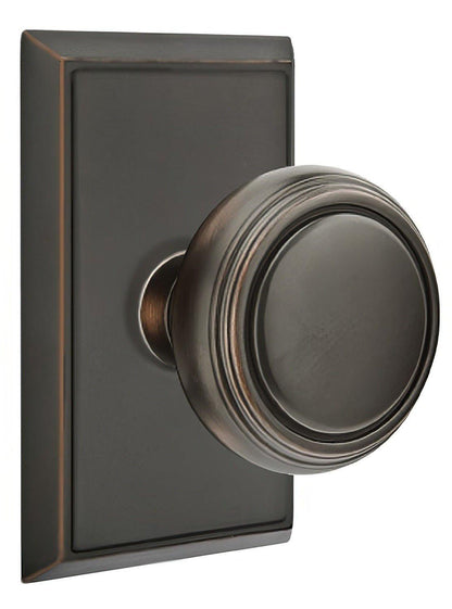 Emtek 8221NWUS Norwich Knob 2-3/8" Backset Privacy With Rectangular Rose.