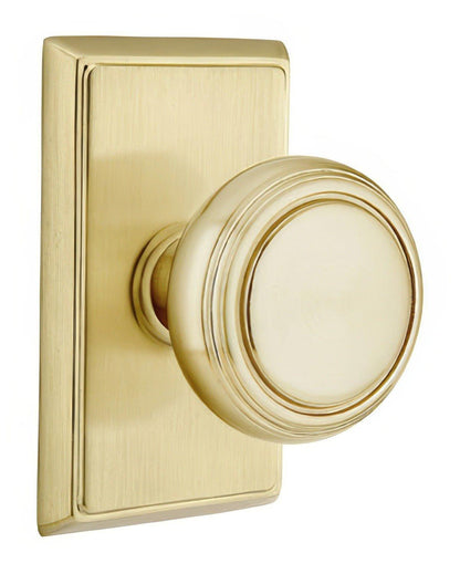 Emtek 8221NWUS Norwich Knob 2-3/8" Backset Privacy With Rectangular Rose.