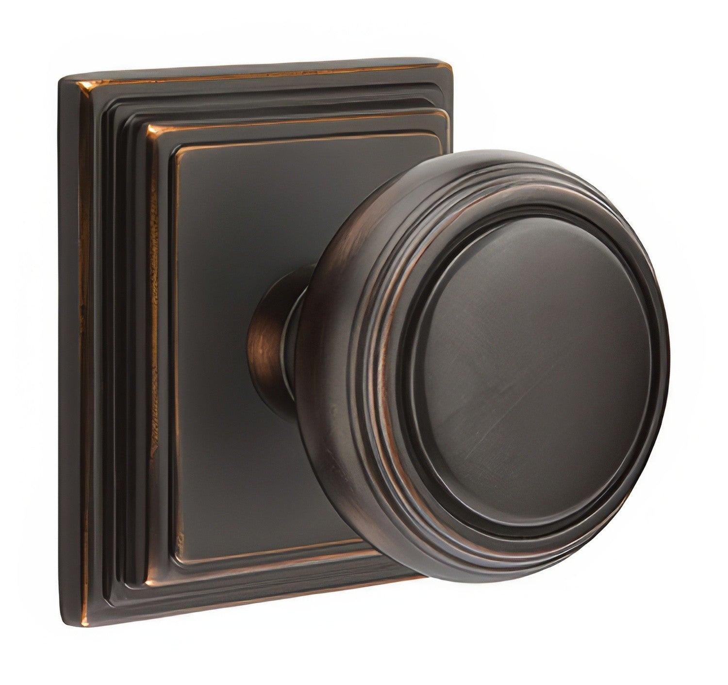 Emtek 8261NWUS Norwich Knob 2-3/8" Backset Privacy with Wilshire Rose.