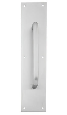 Ives 83028 3-1/2" x 15" Stainless Steel Pull Plate with 3/4" Round Handle on 8" Center