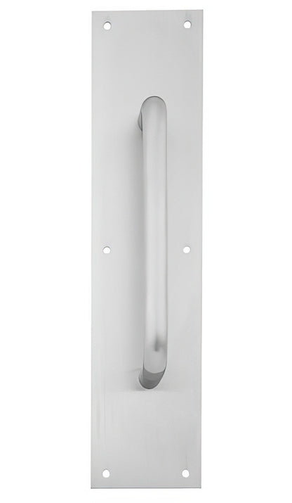 Ives 83028 3-1/2" x 15" Stainless Steel Pull Plate with 3/4" Round Handle on 8" Center