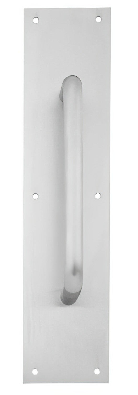 Ives 83028-416-8 4" x 16" Brass Pull Plate with 3/4" Round Handle on 8" Center