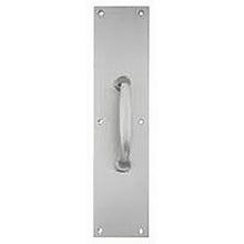 Ives 83115-416 4" x 16" Brass Pull Plate with 1" Round Base Handle on 5-1/4" Center
