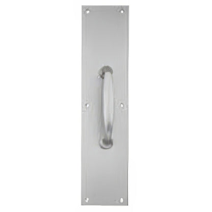 Ives 83115-315 3-1/2" x 15" Brass Pull Plate with 1" Round Base Handle on 5-1/4" Center