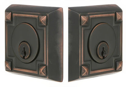 Emtek Arts and Crafts Style Designer Brass Double Cylinder Deadbolt
