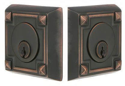 Emtek Arts and Crafts Style Designer Brass Double Cylinder Deadbolt