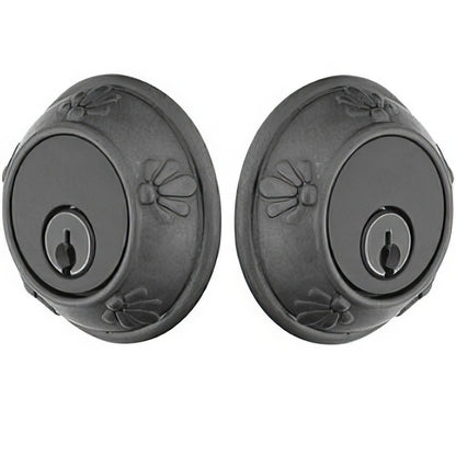Emtek Tuscany Style Lost Wax Cast Bronze Double Cylinder Deadbolt.