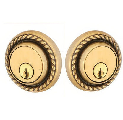 Emtek Rope Style Designer Brass Double Cylinder Deadbolt