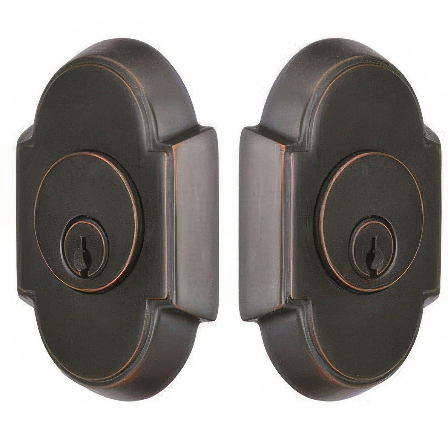 Emtek #8 Style Brass Modern Double Cylinder Deadbolt.