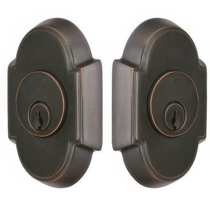 Emtek #8 Style Brass Modern Double Cylinder Deadbolt.