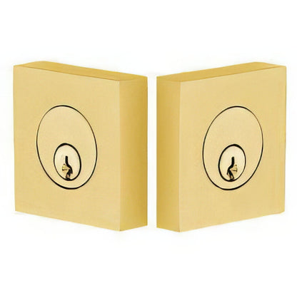 Emtek Square Style Brass Modern Double Cylinder Deadbolt
