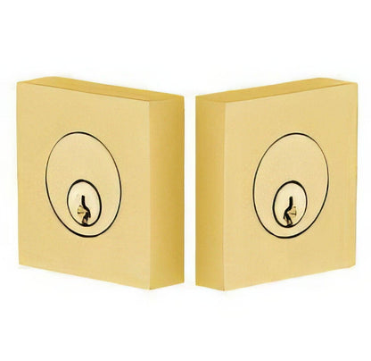 Emtek Square Style Brass Modern Double Cylinder Deadbolt