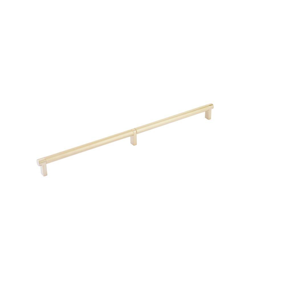 Emtek 84059.RECUS4.KNUS4 Rectangular Stem with Knurled Bar Select Cabinet Pull with 16" Center to Center Satin Brass Finish.