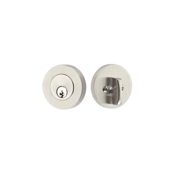 Emtek 8423US15 Modern Disc Single Cylinder Deadbolt with 2-3/8" and 2-3/4" Backset for 1-3/4" Door Satin Nickel Finish.