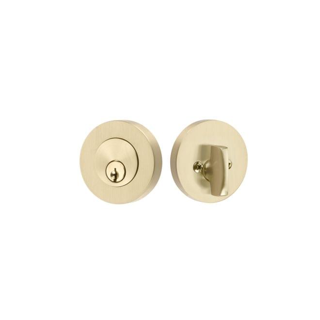 Emtek 8423US4 Modern Disc Single Cylinder Deadbolt with 2-3/8" and 2-3/4" Backset for 1-3/4" Door Satin Brass Finish.