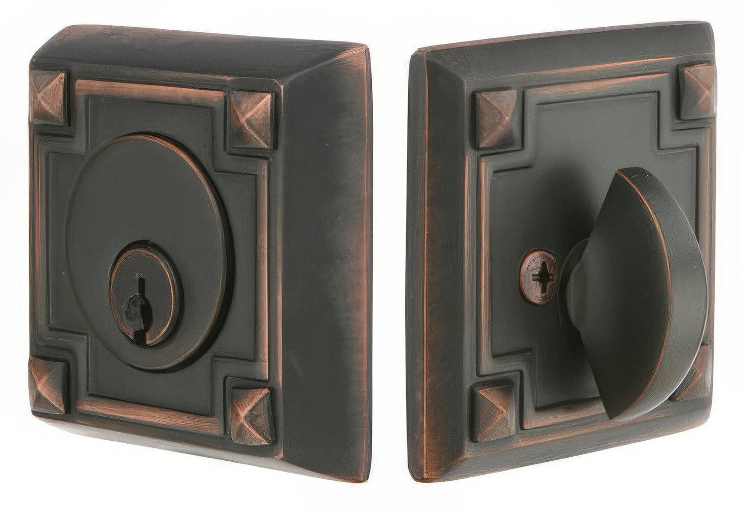Emtek Arts and Crafts Style Designer Brass Single Cylinder Deadbolt
