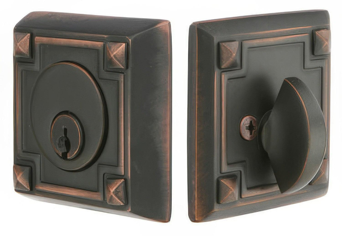 Emtek Arts and Crafts Style Designer Brass Single Cylinder Deadbolt