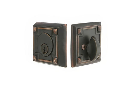 Emtek Arts and Crafts Style Designer Brass Single Cylinder Deadbolt