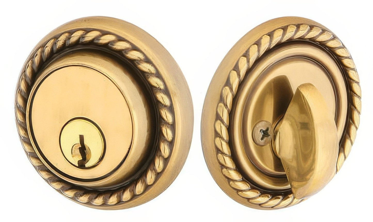 Emtek 8464US Rope Style Designer Brass Single Cylinder Deadbolt